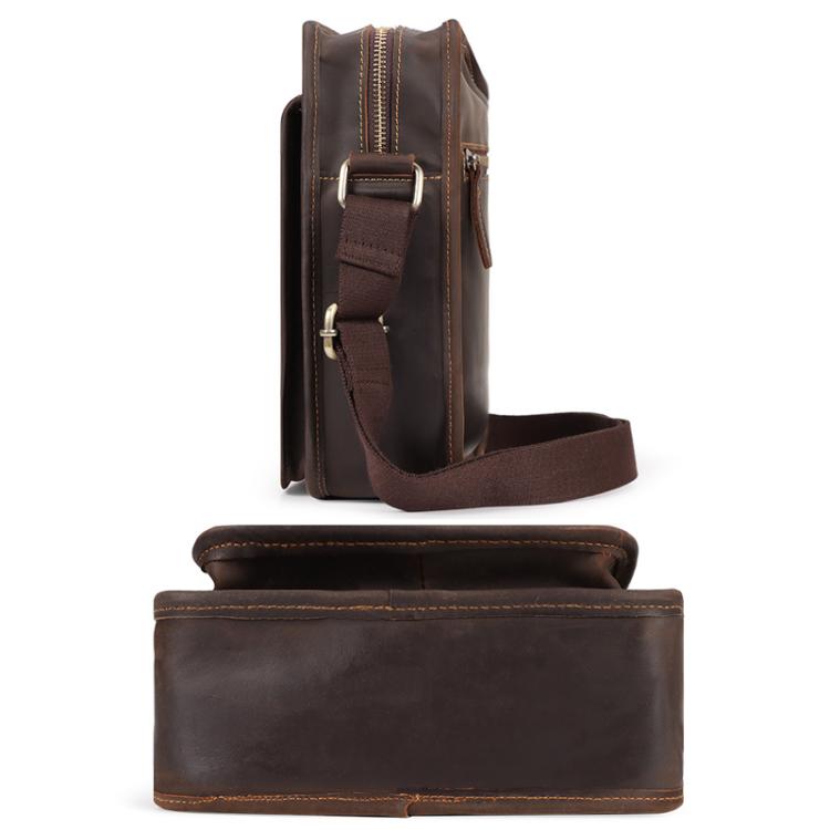 HUMERPAUL MH702 Men Vertical Crossbody Bag Casual Leather Shoulder Bag(Light Brown)