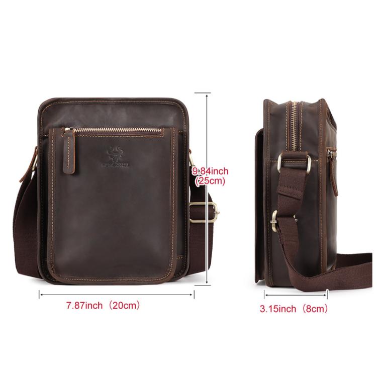 HUMERPAUL MH702 Men Vertical Crossbody Bag Casual Leather Shoulder Bag(Brown)