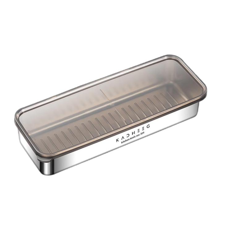Kacheeg Stainless Steel Slim Rectangular Food Storage Container 304 Narrow Space-Saving Fridge Organizer Box, Style: Regular