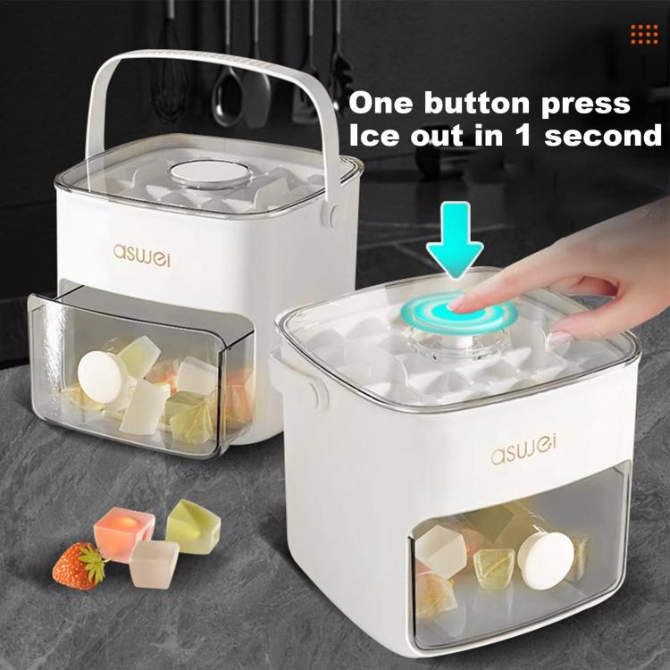 Kacheeg 2-In-1 Double Layer Ice Cube Tray With Storage Container Easy Push Release Mold(White)