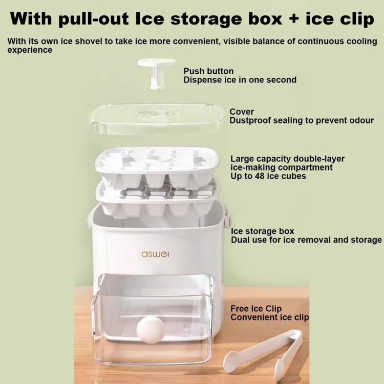 Kacheeg 2-In-1 Double Layer Ice Cube Tray With Storage Container Easy Push Release Mold(White)