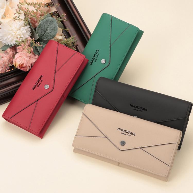 HUMERPAUL BP998 Women Leather Long Wallet RFID Multi-Card Holder Clutch Bag(Beige)