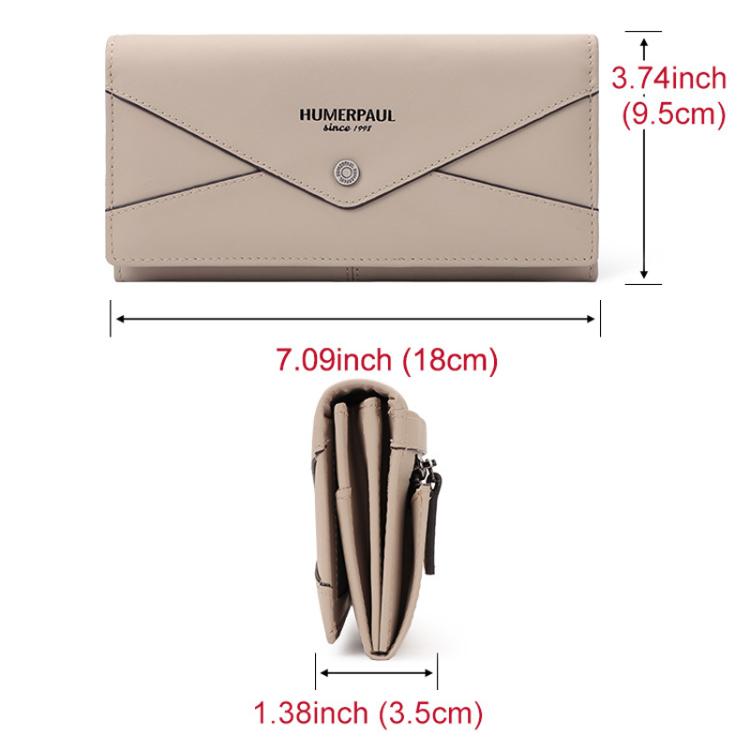 HUMERPAUL BP998 Women Leather Long Wallet RFID Multi-Card Holder Clutch Bag(Black)