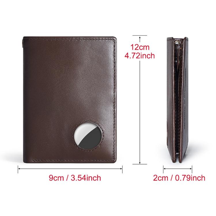 Compatible With Airtag HUMERPAUL BP798 Leather Wallet With Tracker Hole RFID Pull-Out Card Holder Card Case(Red)