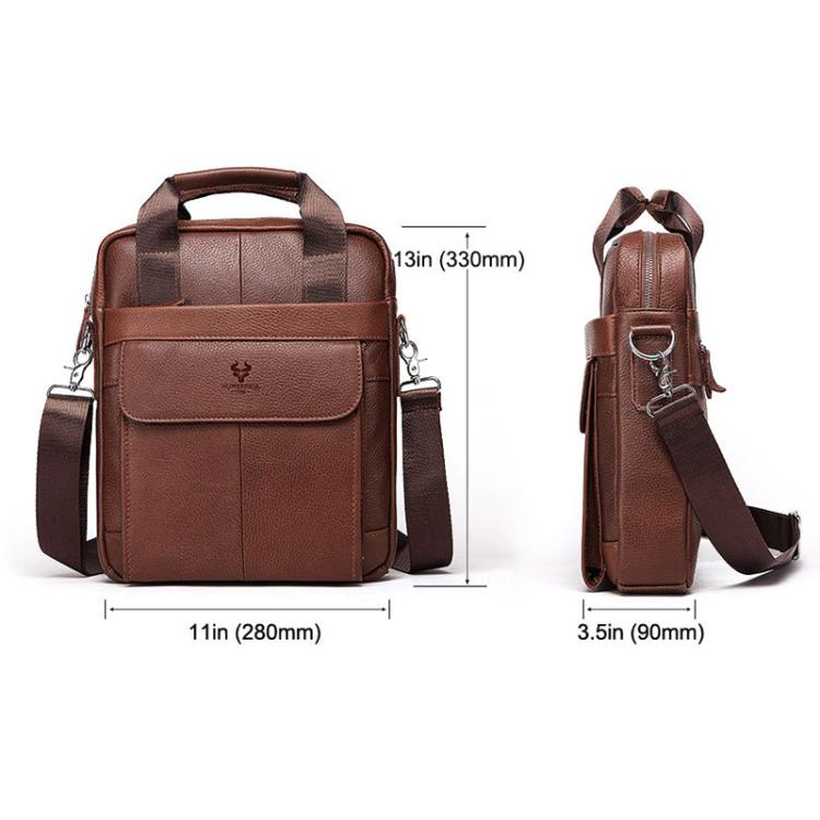 HUMERPAUL HUMH544 Business Commuter Leather Men Shoulder Bag(Black)