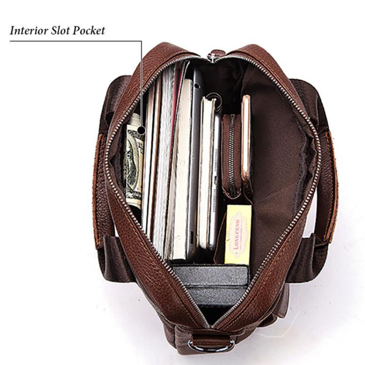HUMERPAUL HUMH544 Business Commuter Leather Men Shoulder Bag(Black)