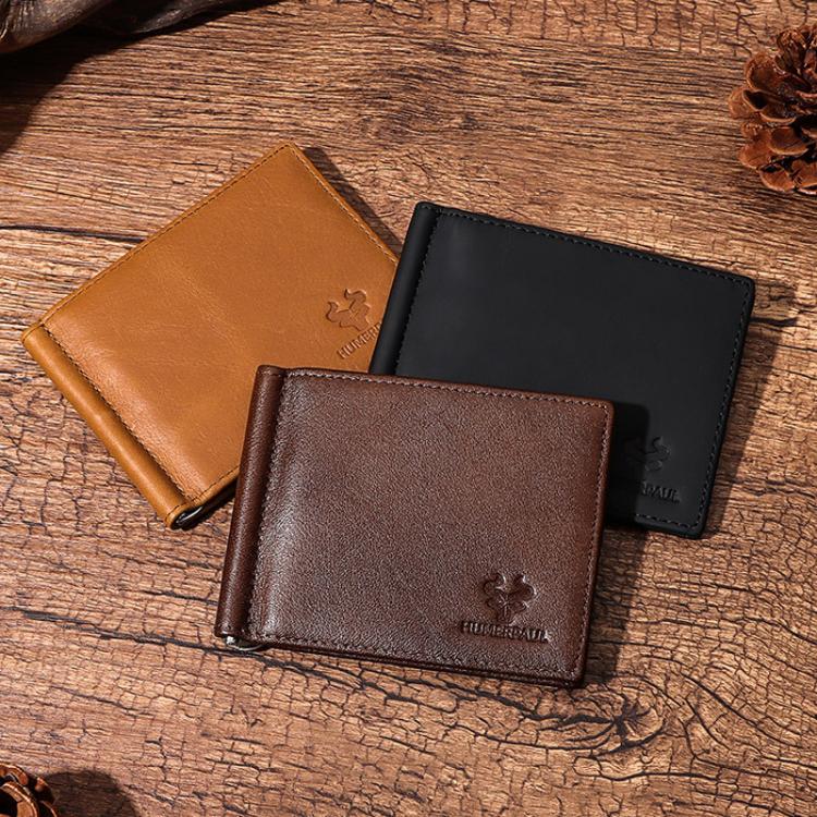 HUMERPAUL BP827 Simple Leather Wallet Lightweight Men Card Holder(Black)