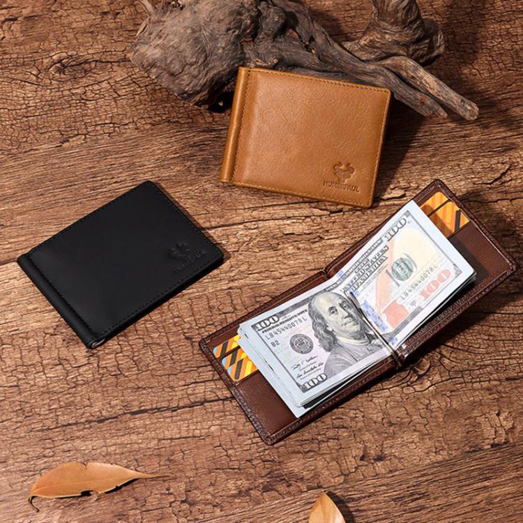 HUMERPAUL BP827 Simple Leather Wallet Lightweight Men Card Holder(Brown)