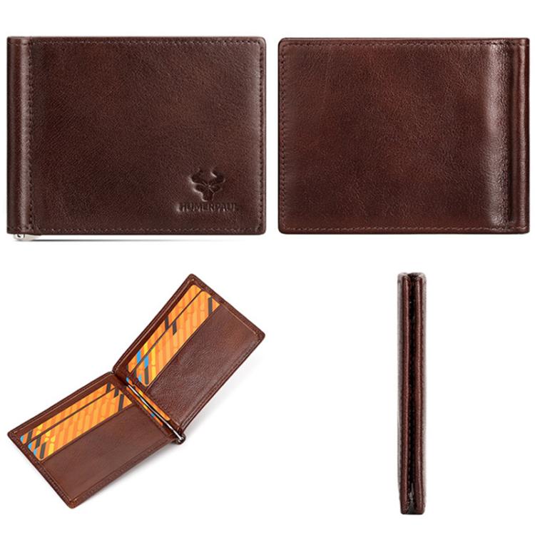 HUMERPAUL BP827 Simple Leather Wallet Lightweight Men Card Holder(Black)