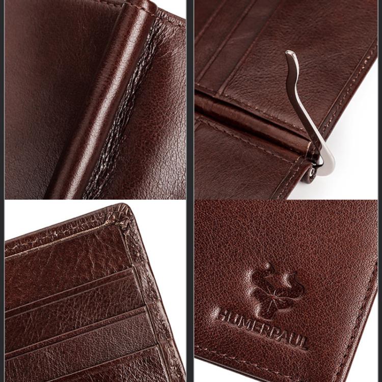 HUMERPAUL BP827 Simple Leather Wallet Lightweight Men Card Holder(Black)