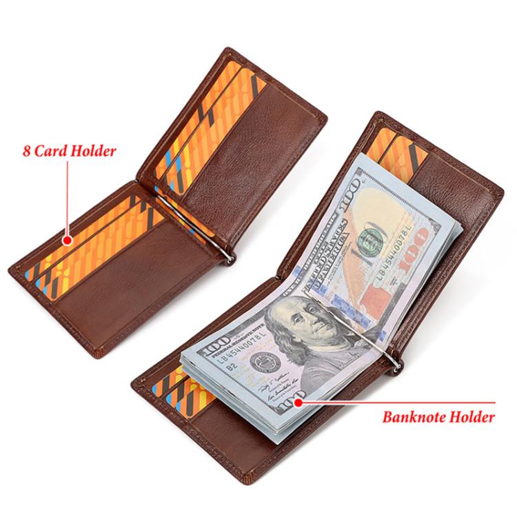 HUMERPAUL BP827 Simple Leather Wallet Lightweight Men Card Holder(Brown)