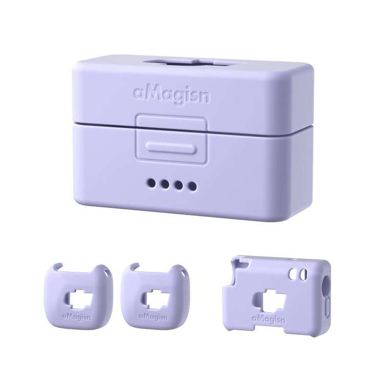 For DJI Mic Mini aMagisn MP01 Silicone Protective Case, 3 In 1 Black, 3 In 1 Gray, 3 In 1 Pink, 3 In 1 Purple, 3 In 1 Blue, 4 In 1 Black, 4 In 1 Gray, 4 In 1 Pink, 4 In 1 Purple, 4 In 1 Blue