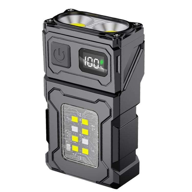 E-SMARTER DC08 Super Bright Floodlight Side Light Rechargeable Mini Flashlight(Black)