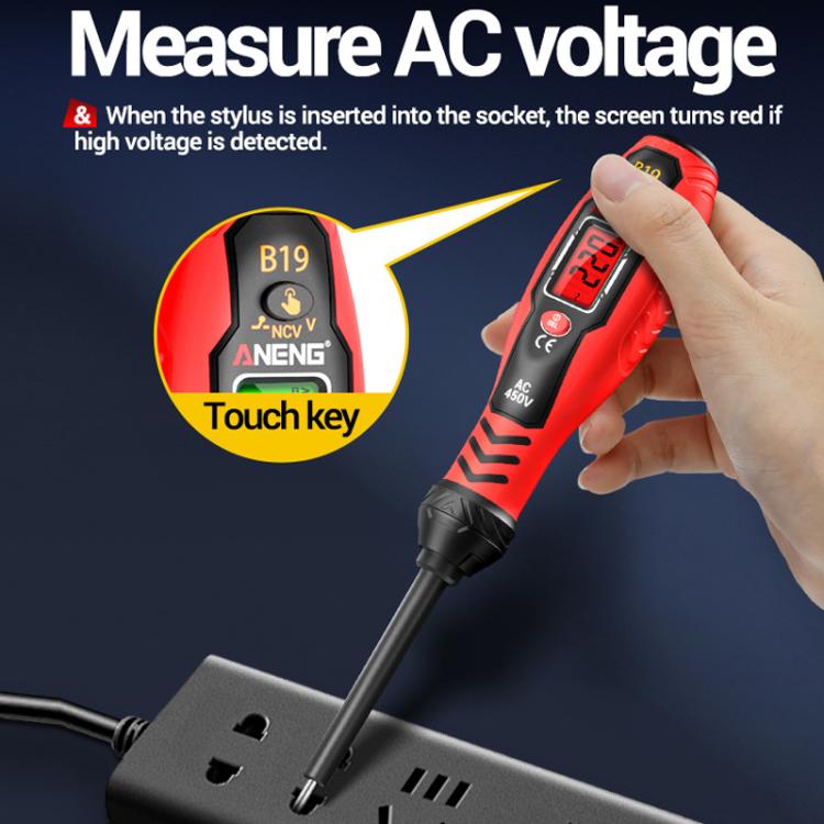 ANENG Digital Display High-Precision Intelligent Induction Test Pen(Red Flat Head)