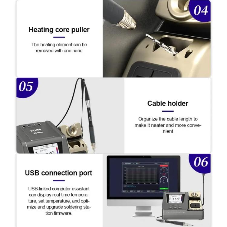 GVM H3 Smart 3 In 1 Electric Welding Station Mainboard Soldering Iron Smartphone Repair Smart Constant Temperature Soldering Iron EU Plug
