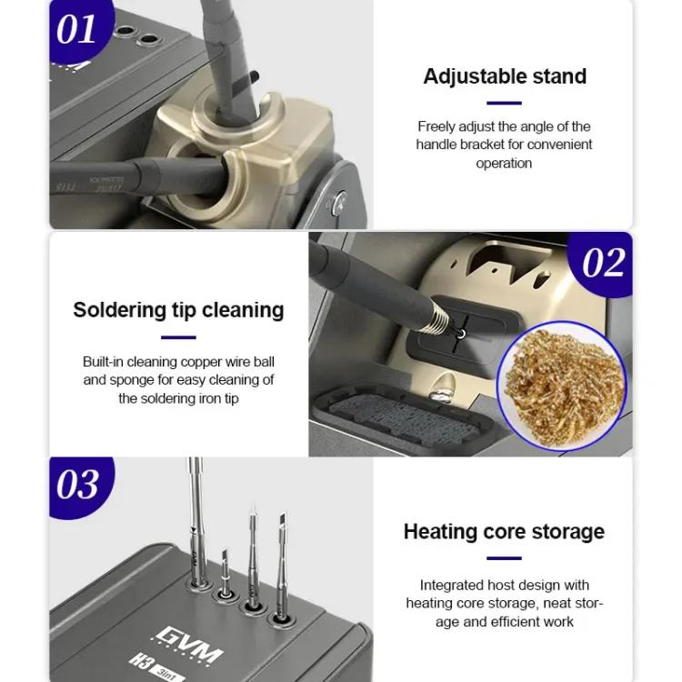 GVM H3 Smart 3 In 1 Electric Welding Station Mainboard Soldering Iron Smartphone Repair Smart Constant Temperature Soldering Iron US Plug
