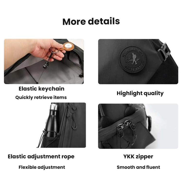 BANGE FW-232 Men Rreast Bag Large Capacity Outdoor Riding Backpack Shoulder Crossbody Bag(Black)