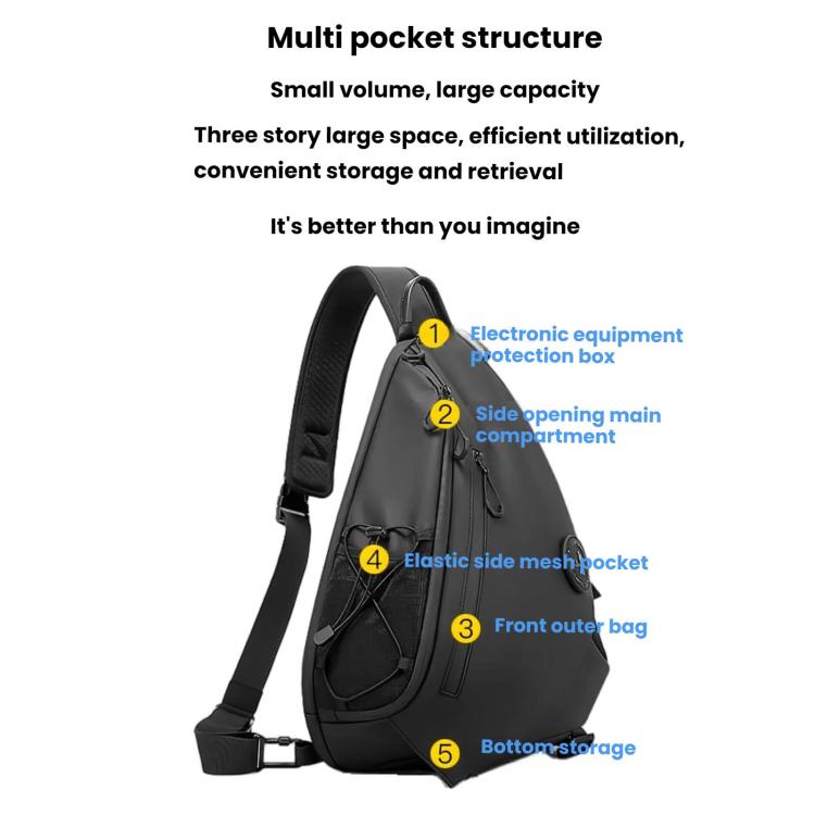 BANGE FW-232 Men Rreast Bag Large Capacity Outdoor Riding Backpack Shoulder Crossbody Bag(Black)