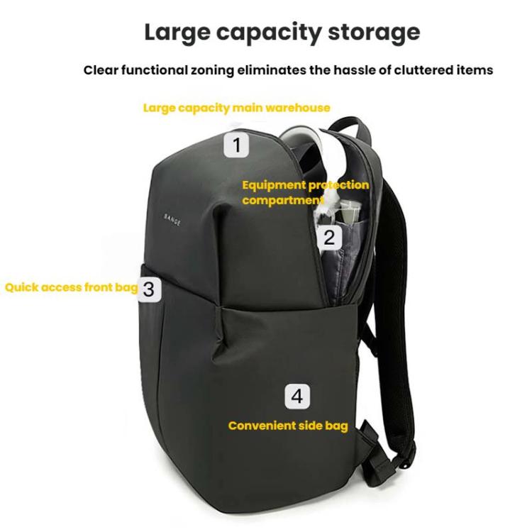 BANGE BG-3078 Business Commuting Large Capacity Backpack Computer Pack(Grey)