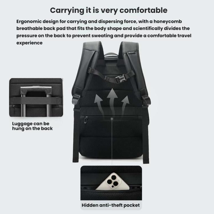 BANGE BG-3078 Business Commuting Large Capacity Backpack Computer Pack(Grey)