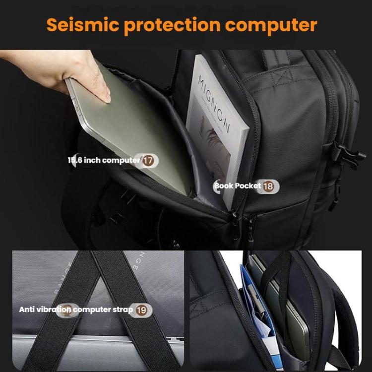 BANGE BG-7875 Large Capacity Shoulder Bag Business Travel Multifunctional Computer Backpack(Blue)