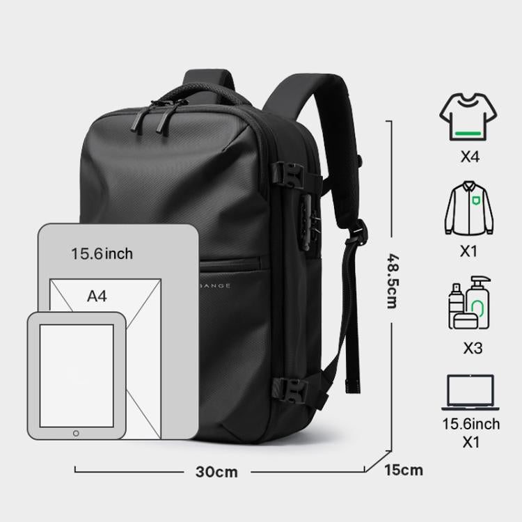 BANGE BG-7875 Large Capacity Shoulder Bag Business Travel Multifunctional Computer Backpack(Black)
