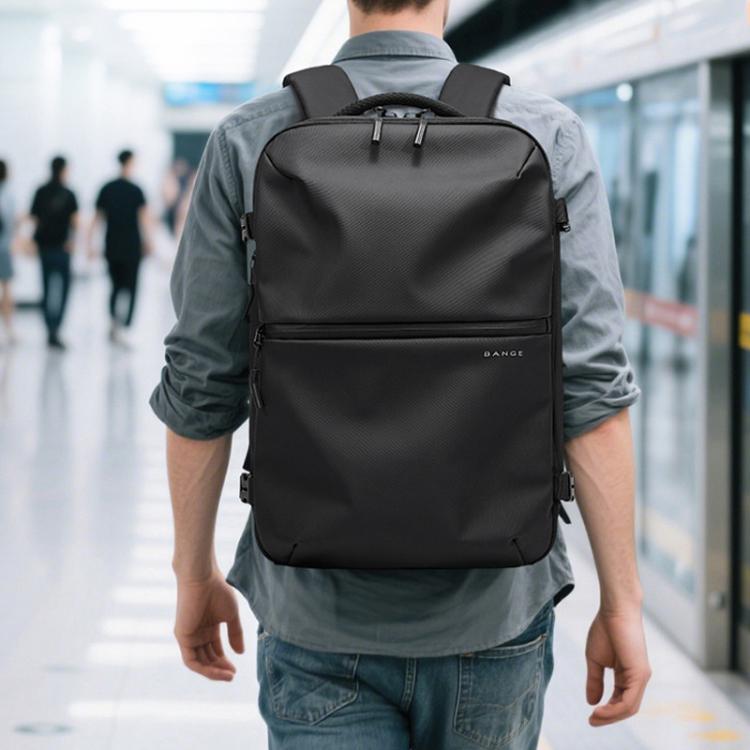 BANGE BG-7875 Large Capacity Shoulder Bag Business Travel Multifunctional Computer Backpack(Black)