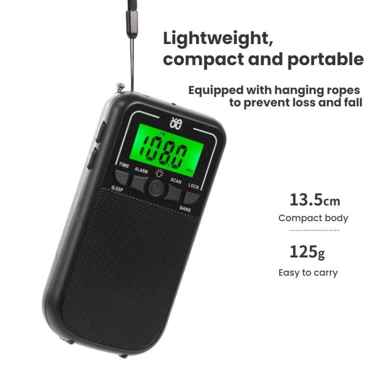 Portable FM/AM/SW Multi-Band High-Sensitivity Clock-Controlled Radio Player, For EU, For US