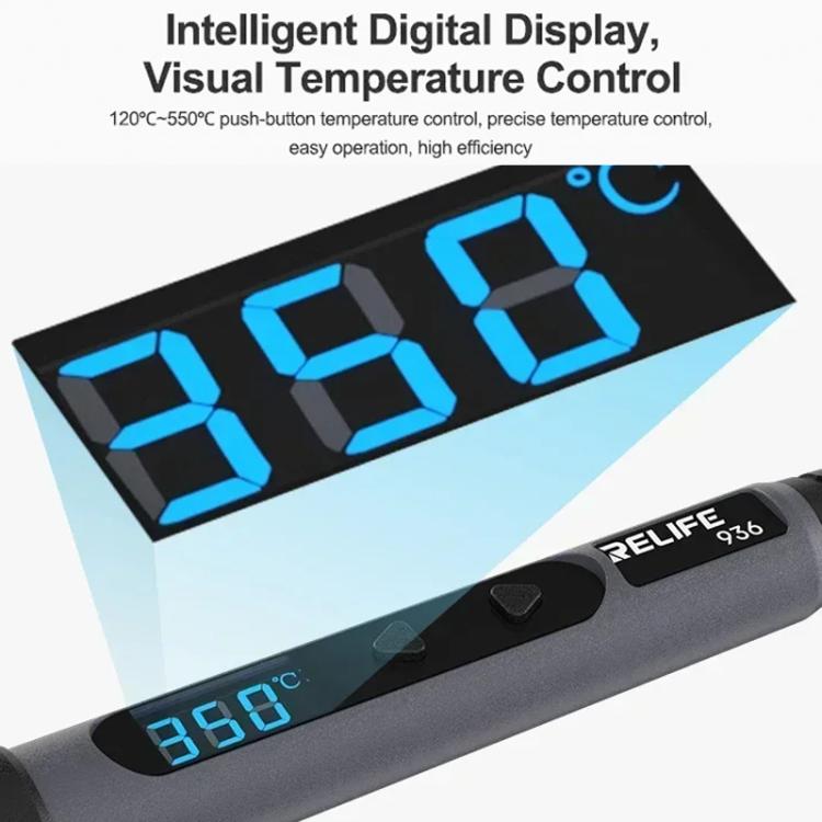 RELIFE 936 90W High Power Internal Heating Smart Digital Display Soldering Iron, US Plug