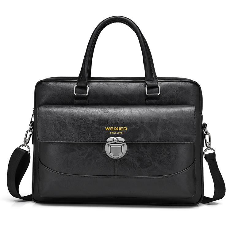 WEIXIER T616 Men Commuter Briefcase Large Capacity Document Laptop Bag(Black)