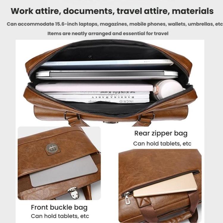WEIXIER T616 Men Commuter Briefcase Large Capacity Document Laptop Bag(Black)