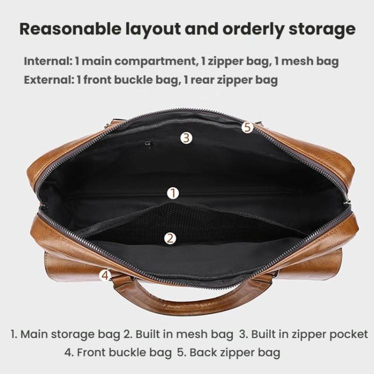 WEIXIER T616 Men Commuter Briefcase Large Capacity Document Laptop Bag(Black)