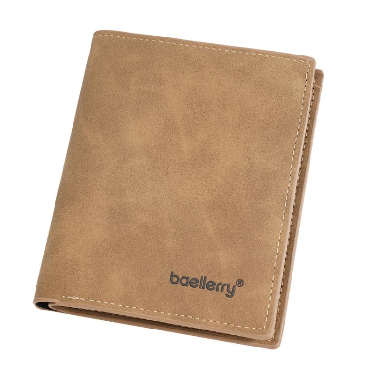 Baellerry D3082 Men Short Style Multi Card Slot Frosted Ticket Holder Wallet(Brown)