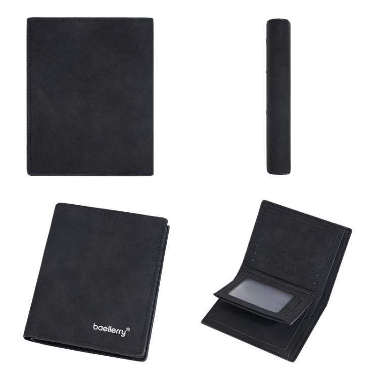 Baellerry D3082 Men Short Style Multi Card Slot Frosted Ticket Holder Wallet(Black)