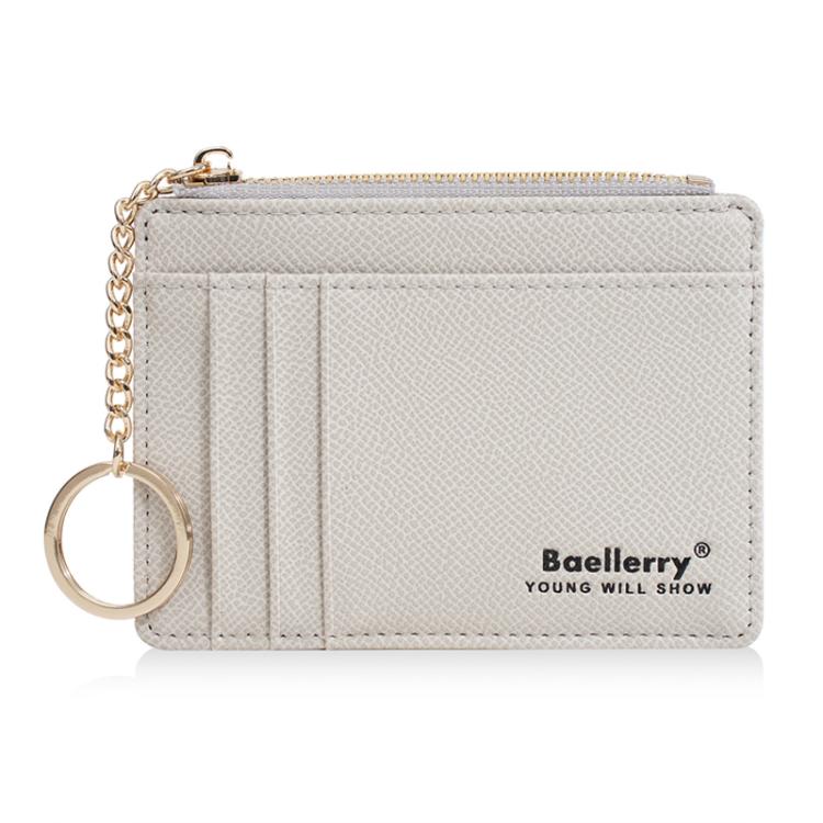 Baellerry K9117 Women Multi Card Slot Card Holder Thin Style With Keychain Coin Purse(Grey)
