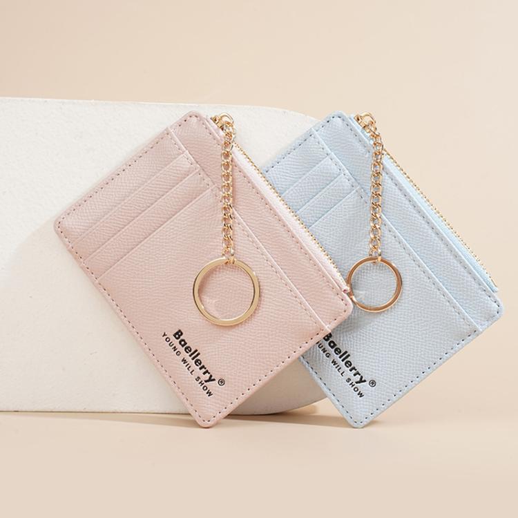 Baellerry K9117 Women Multi Card Slot Card Holder Thin Style With Keychain Coin Purse(Black)
