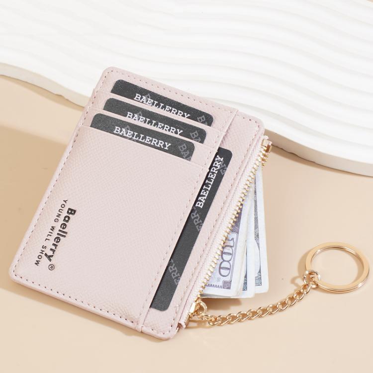 Baellerry K9117 Women Multi Card Slot Card Holder Thin Style With Keychain Coin Purse(Black)