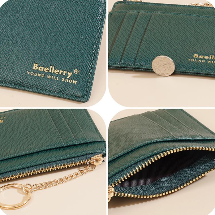 Baellerry K9117 Women Multi Card Slot Card Holder Thin Style With Keychain Coin Purse(Grey)