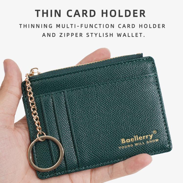 Baellerry K9117 Women Multi Card Slot Card Holder Thin Style With Keychain Coin Purse(Black)