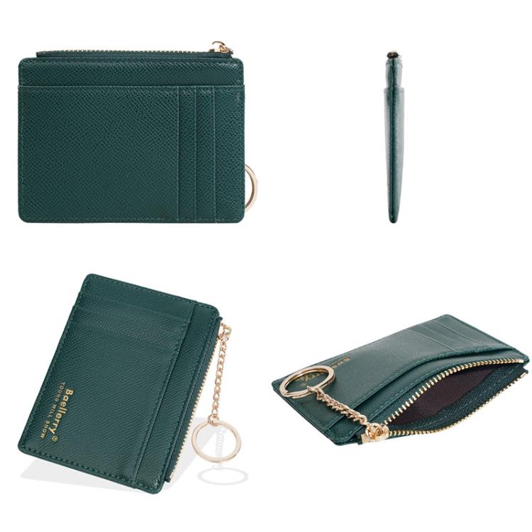 Baellerry K9117 Women Multi Card Slot Card Holder Thin Style With Keychain Coin Purse(Grey)