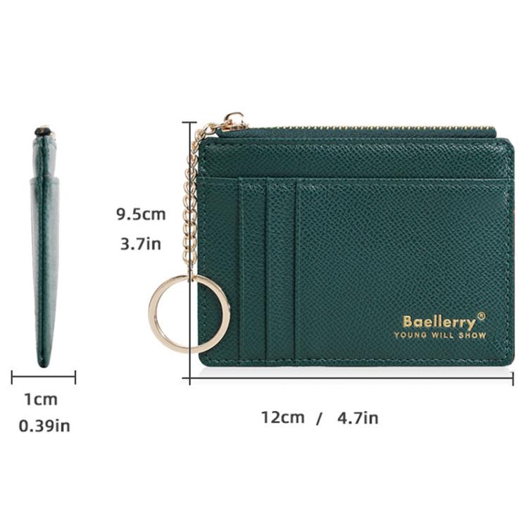 Baellerry K9117 Women Multi Card Slot Card Holder Thin Style With Keychain Coin Purse(Grey)