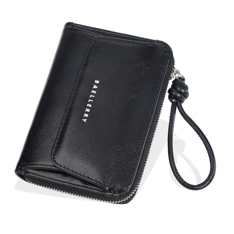 Baellerry NR119 Women Two Fold Short Style Minimalist Coin Purse(Black)