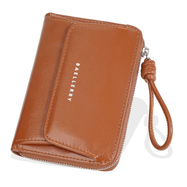 Baellerry NR119 Women Two Fold Short Style Minimalist Coin Purse(Brown)