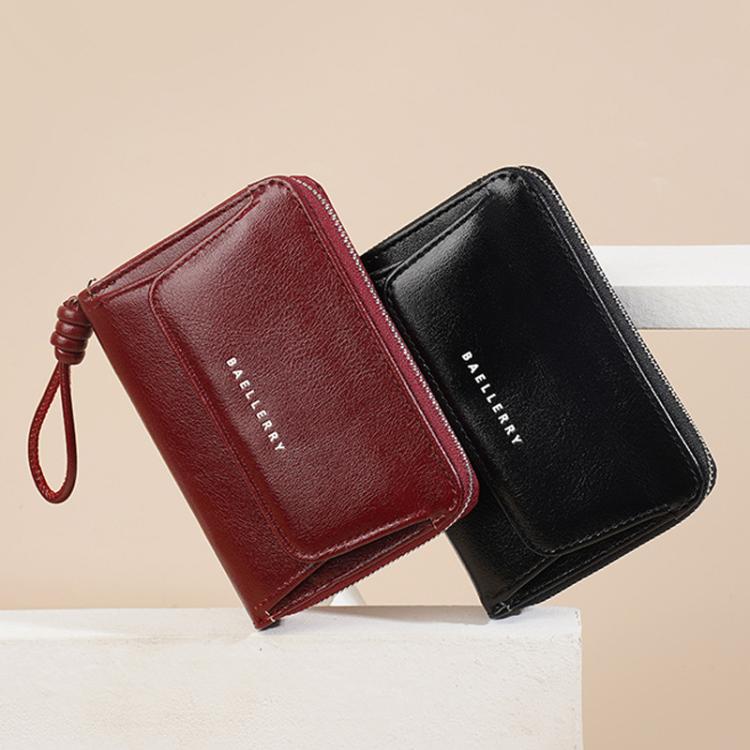 Baellerry NR119 Women Two Fold Short Style Minimalist Coin Purse(Brown)
