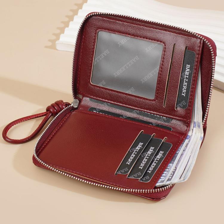 Baellerry NR119 Women Two Fold Short Style Minimalist Coin Purse(Brown)