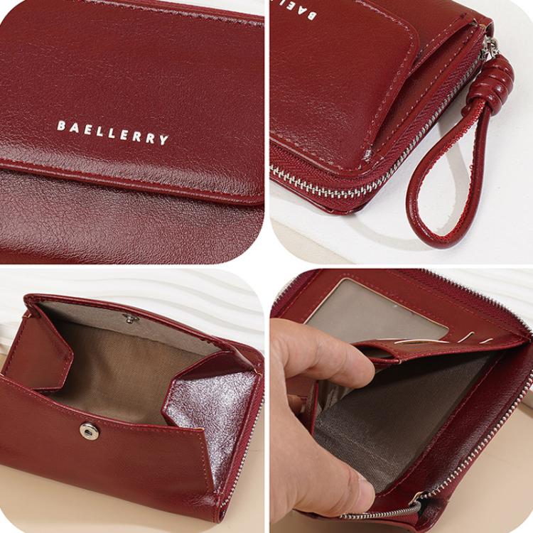 Baellerry NR119 Women Two Fold Short Style Minimalist Coin Purse(Black)