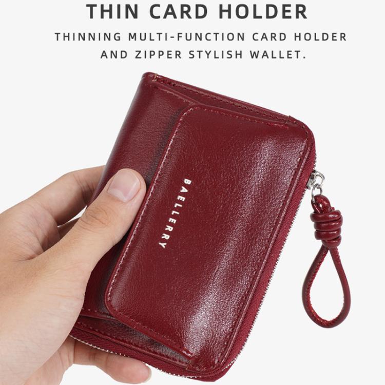 Baellerry NR119 Women Two Fold Short Style Minimalist Coin Purse(Brown)