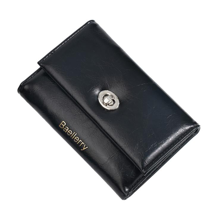 Baellerry N8400 Women Short Style Three Fold Zipper Wallet(Black)