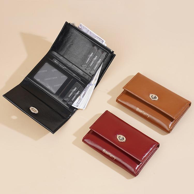 Baellerry N8400 Women Short Style Three Fold Zipper Wallet(Black)