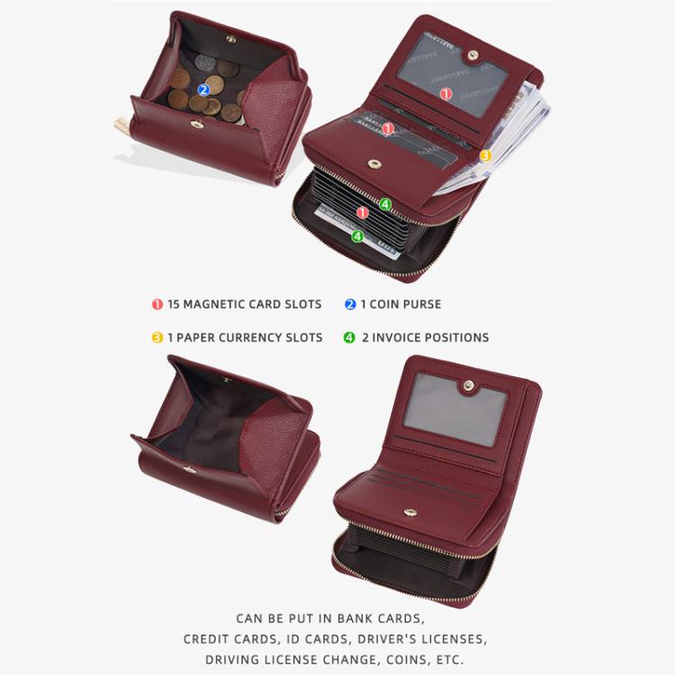 Baellerry NR120 Women Zipper Wallet Organ Two Fold Wallet(Beige)